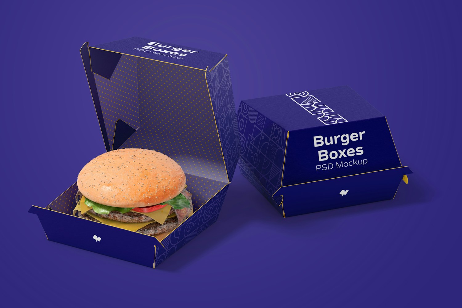 La hamburguesa que acompaña las cajas es el toque final que tu diseño necesita para lucir totalmente realista.