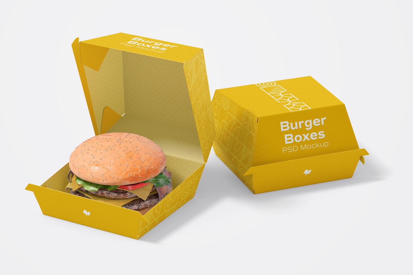 Burger Boxes Mockup, Opened and Closed