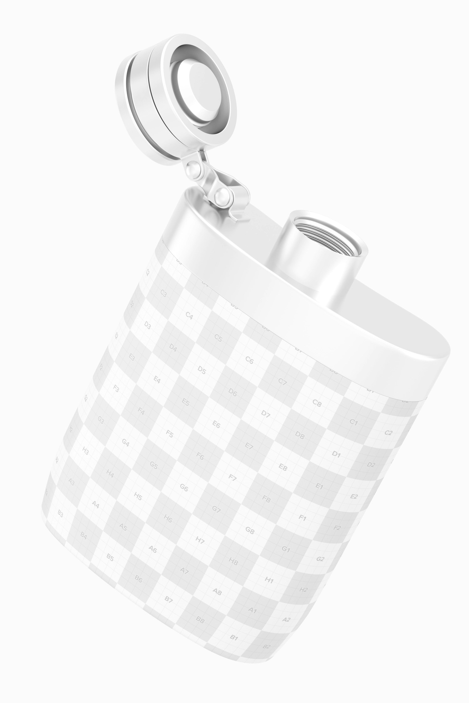 Liquor Flask With Plastic Wrap Mockup, Floating Liquor Flask With Plastic Wrap Mockup, Floating