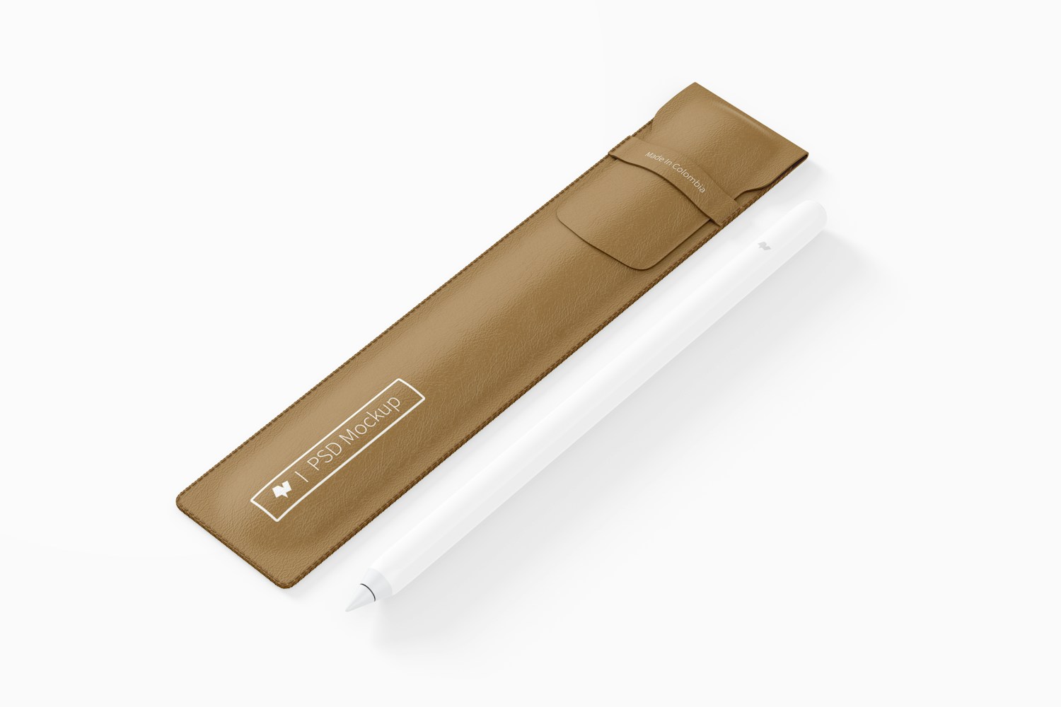 Leather Case for Apple Pencil Mockup, Perspective View