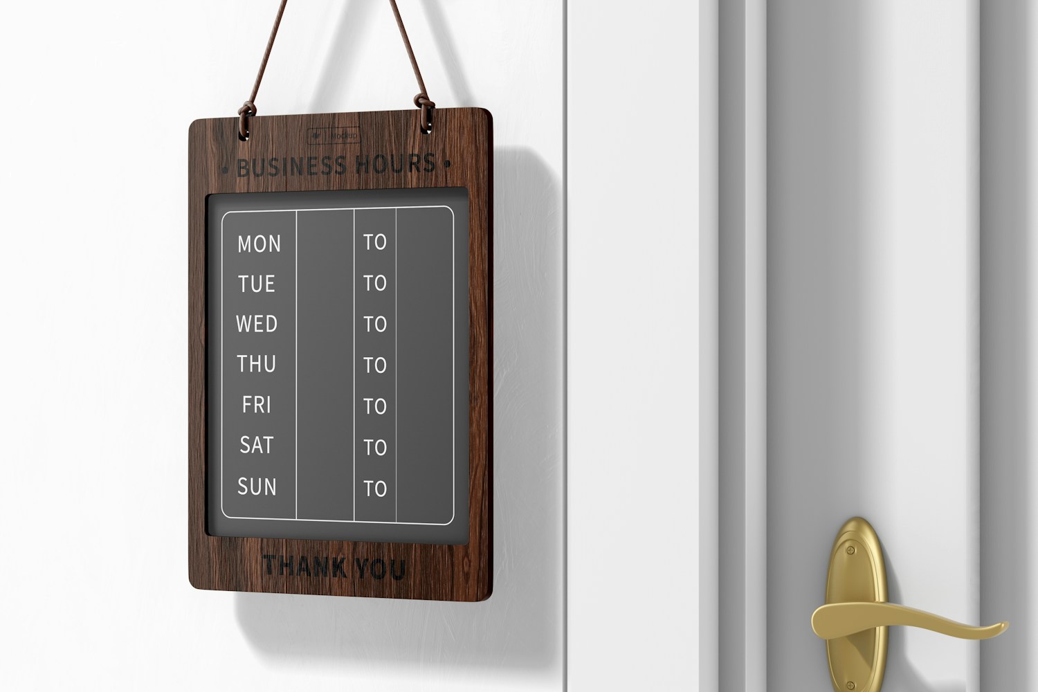 Business Hours Board Mockup, Right View