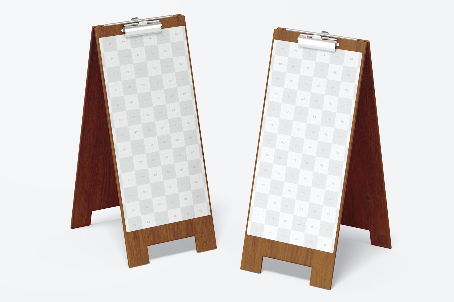 Wood Table Tents with Clip Mockup, Perspective