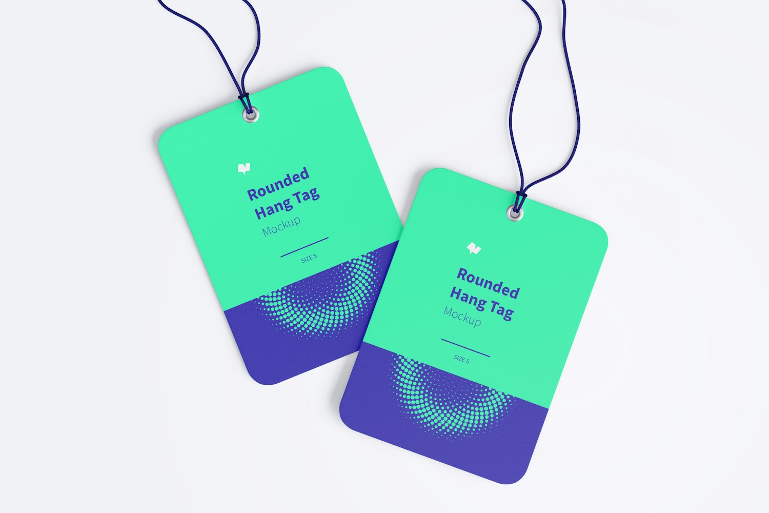 Rounded Hang Tags Mockup with String, Two-sided
