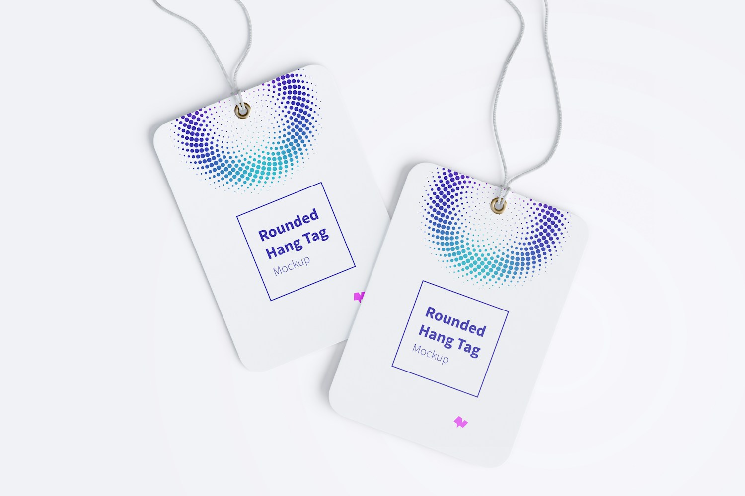 Rounded Hang Tags Mockup with String, Two-sided