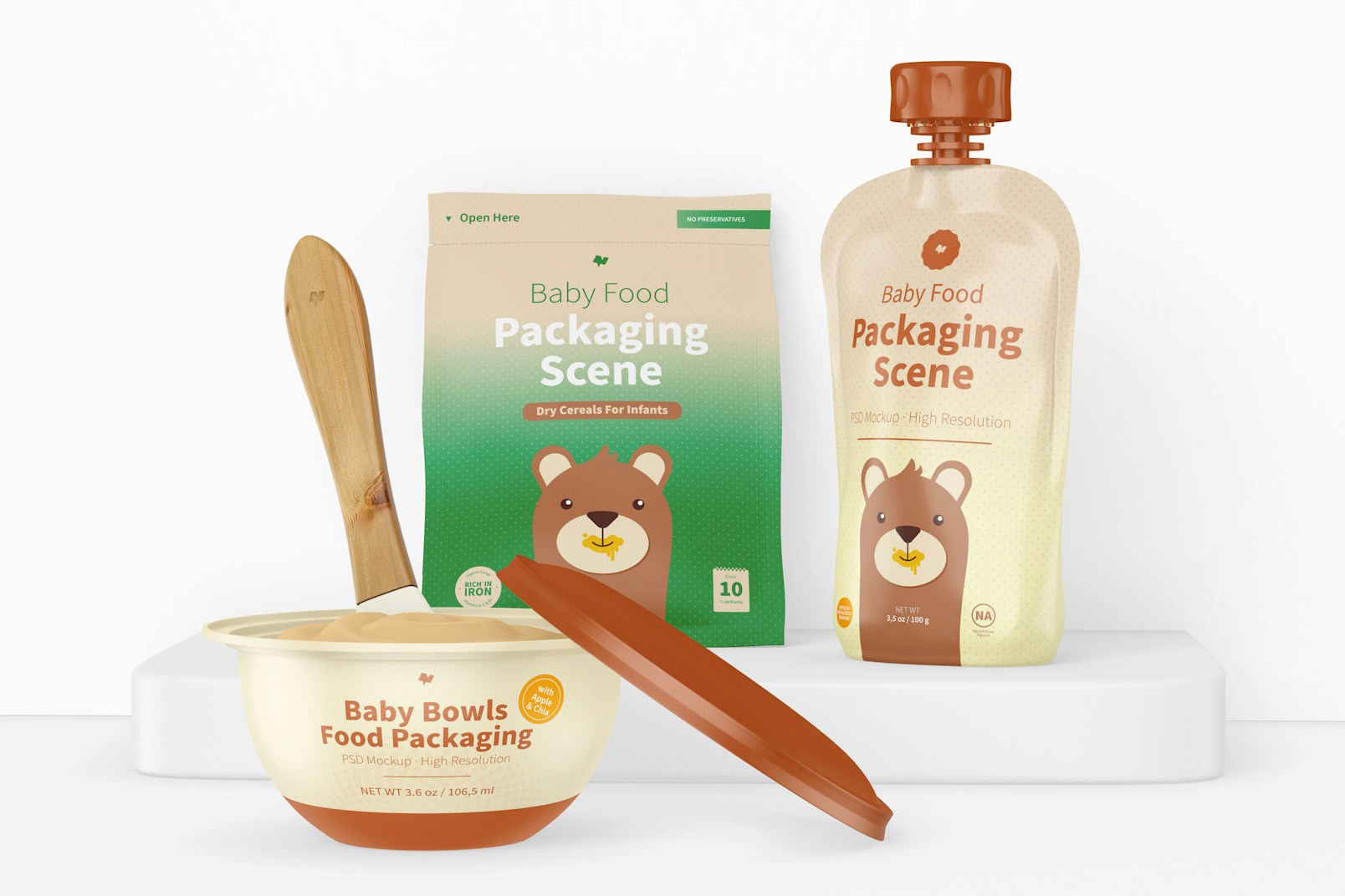 Baby Food Packaging Scene Mockup