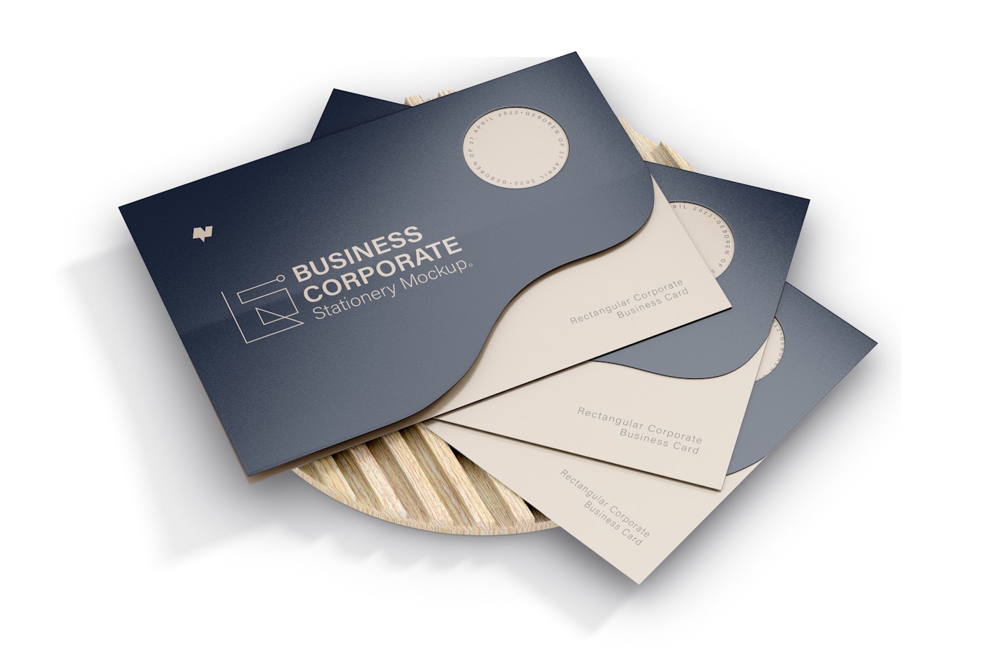 Rectangular Corporate Business Card Mockup, Stacked