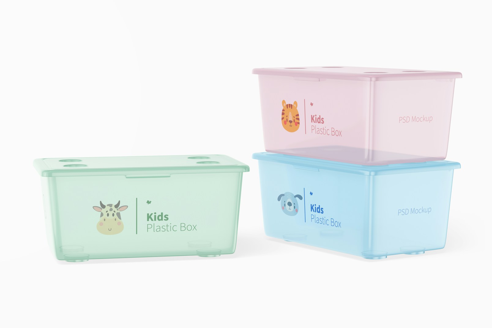 Kids Small Plastic Boxes with Lid Mockup