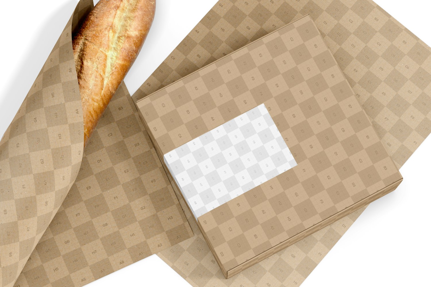 Bread Box with Label Mockup, Top View