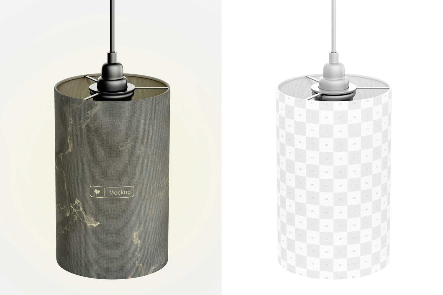 Cylinder Pendant Lamp Mockup, Perspetive