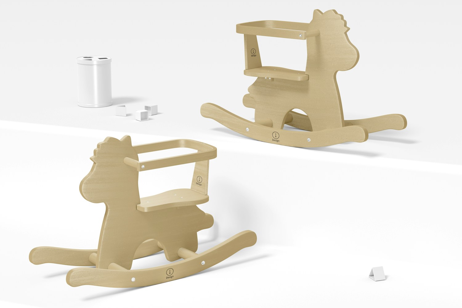 Baby Wooden Rocking Horses Mockup, Perspective
