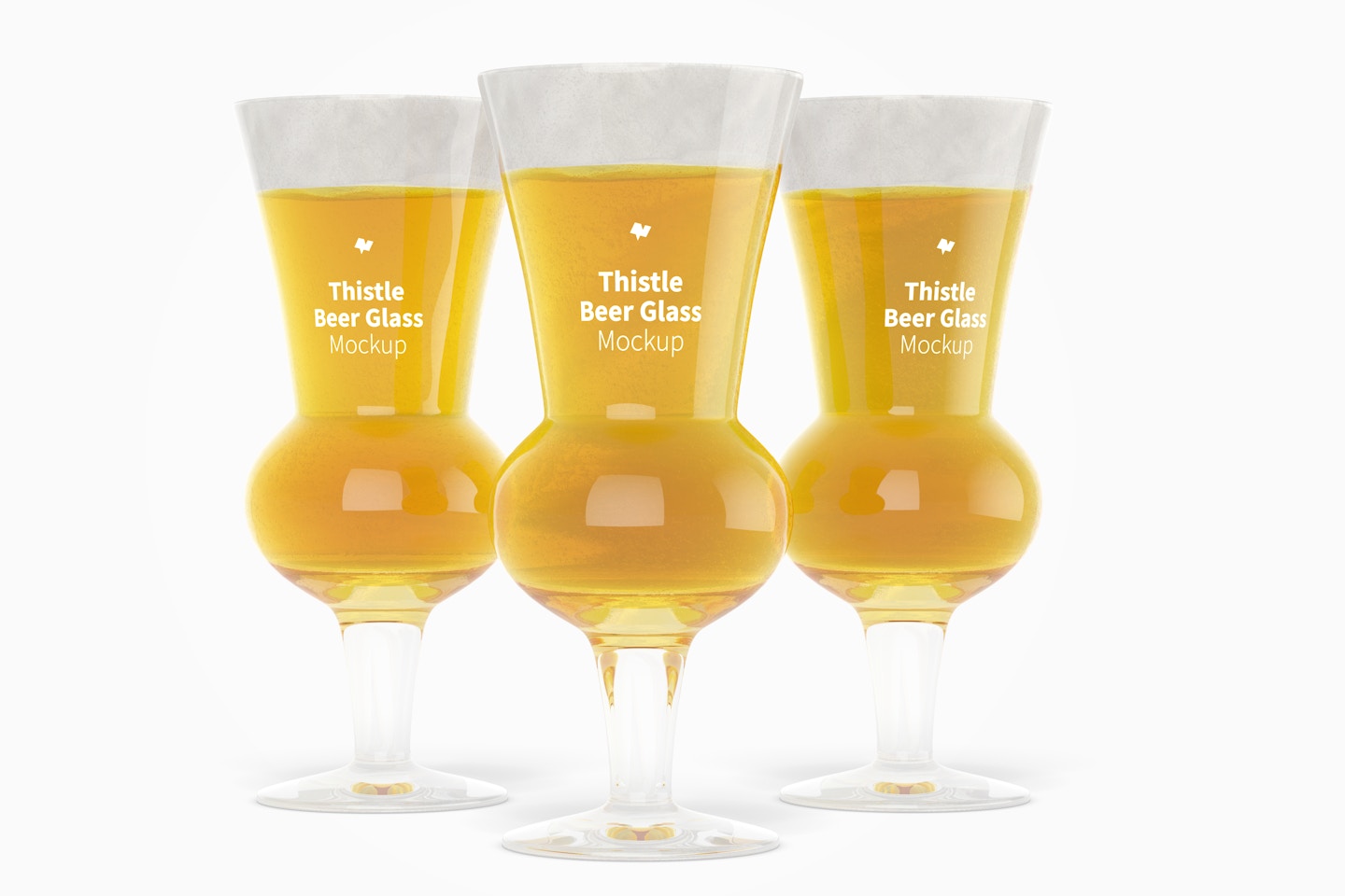Thistle Beer Glasses Mockup, Front View