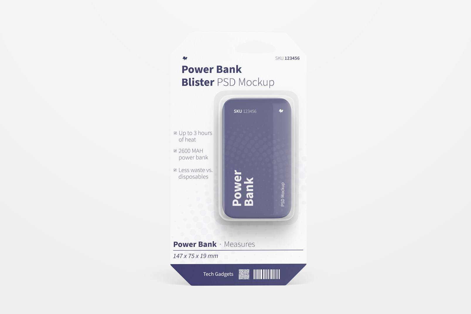 Power Bank Blister Mockup, Front View