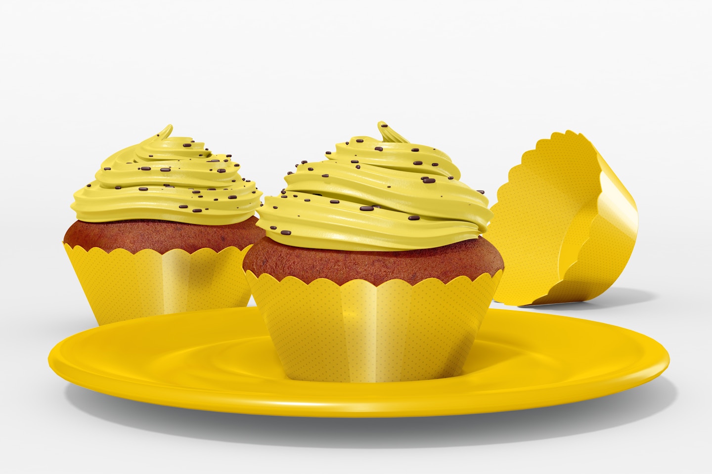 Maqueta de Cupcakes con Capacillo de Cartón, Vista Frontal