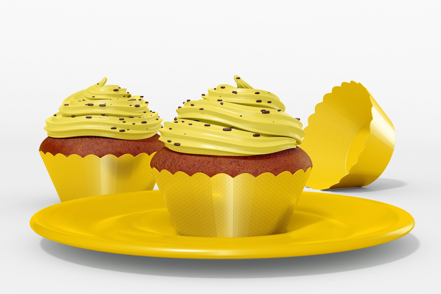 Cupcakes with Wrapper Mockup, Front View Cupcakes with Wrapper Mockup, Front View