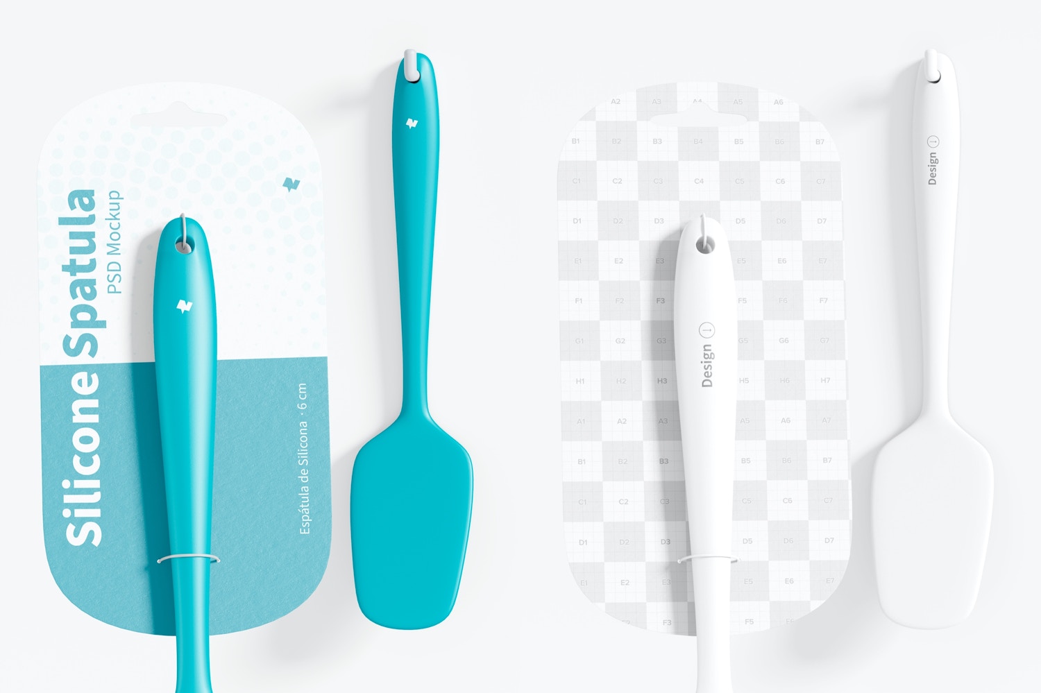 Silicone Spatulas Mockup, Hanging on Wall Silicone Spatulas Mockup, Hanging on Wall