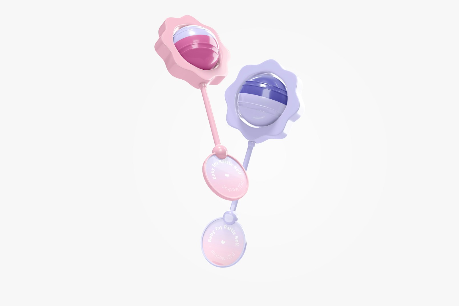 Baby Toy Rattle Bell Mockup, Floating
