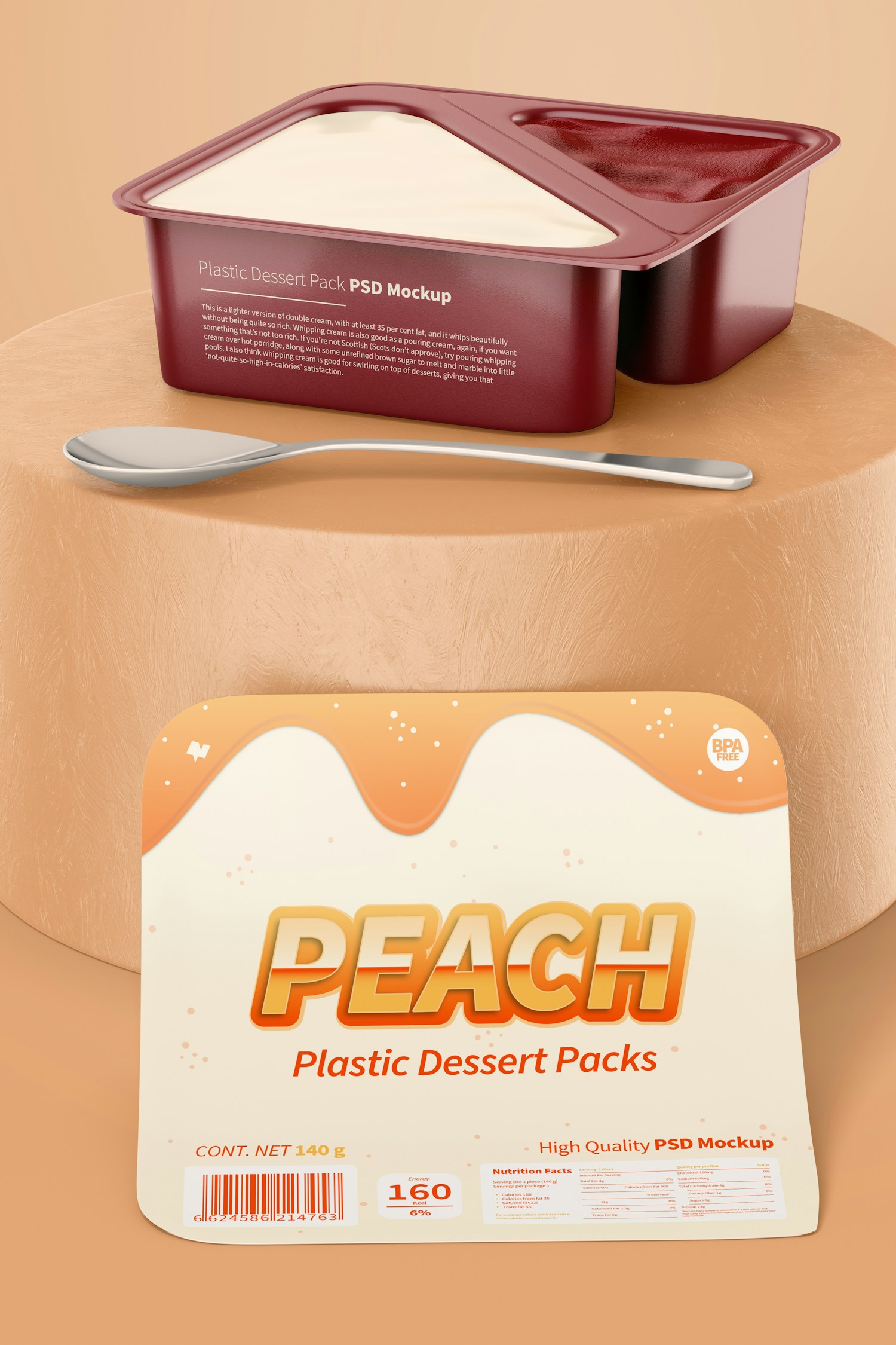 Plastic Dessert Pack Mockup, Perspective Plastic Dessert Pack Mockup, Perspective