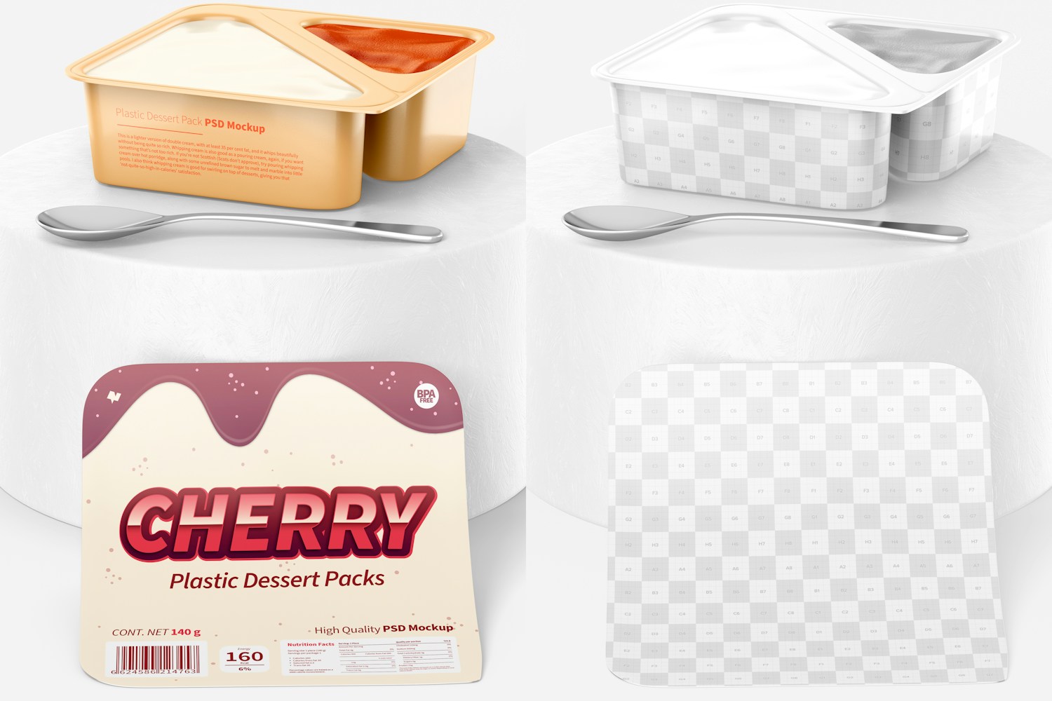 Plastic Dessert Pack Mockup, Perspective Plastic Dessert Pack Mockup, Perspective