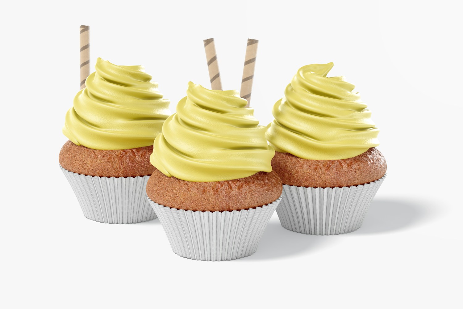 Cupcakes with Paper Baking Cup Mockup
