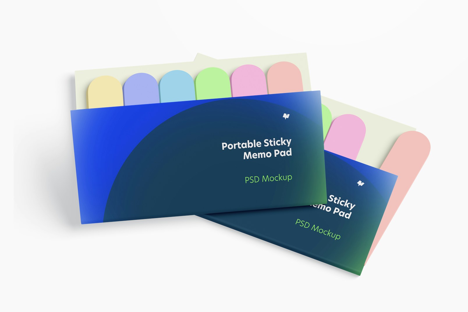 Portable Sticky Memo Pads Mockup, Stacked