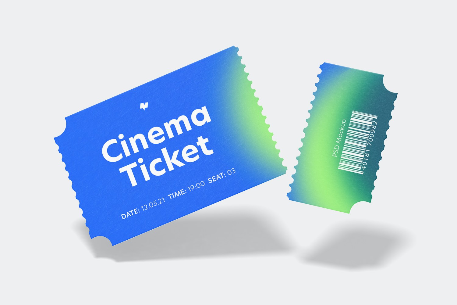 Cinema Ticket Mockup, Falling
