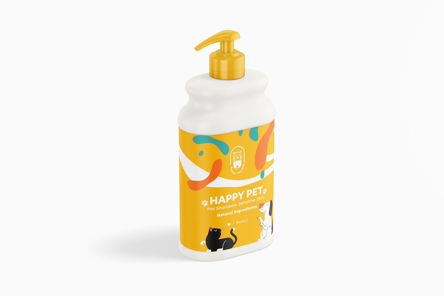 Pet Shampoo Bottle Mockup, Perspective
