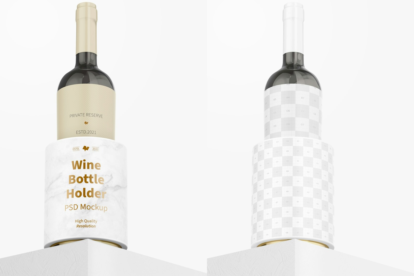 Wine Bottle Holder Mockup, Low Angle View