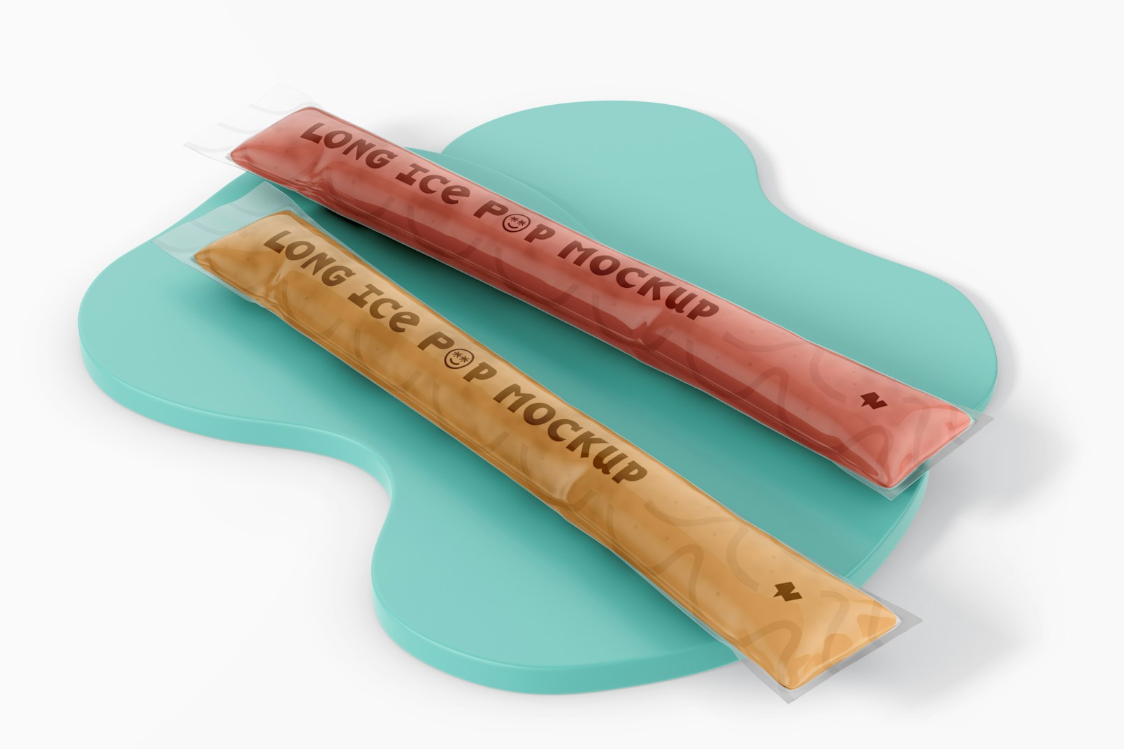 Long Ice Pop Bags Mockup, Perspective