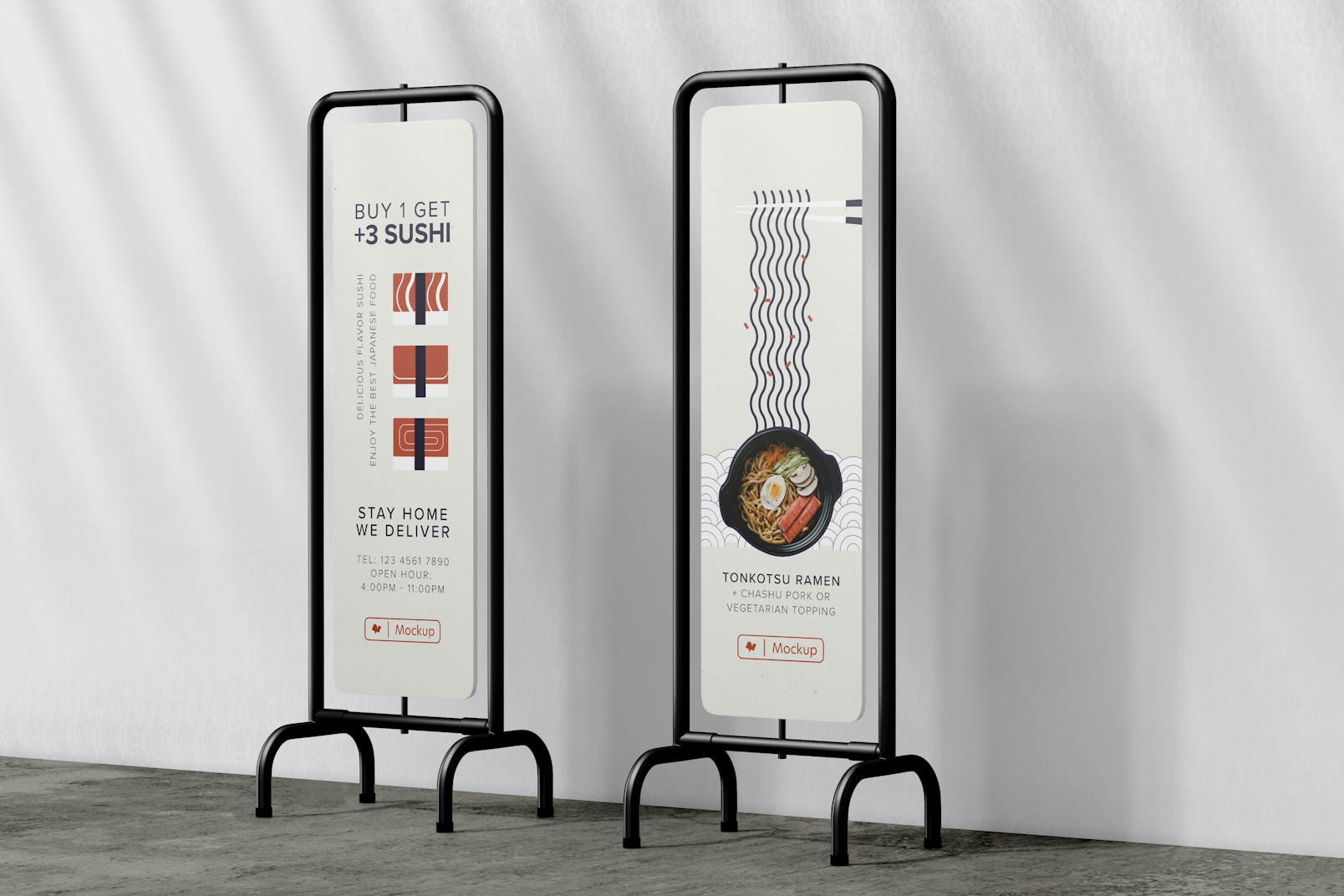 Business Sign Holders Mockup, Side View