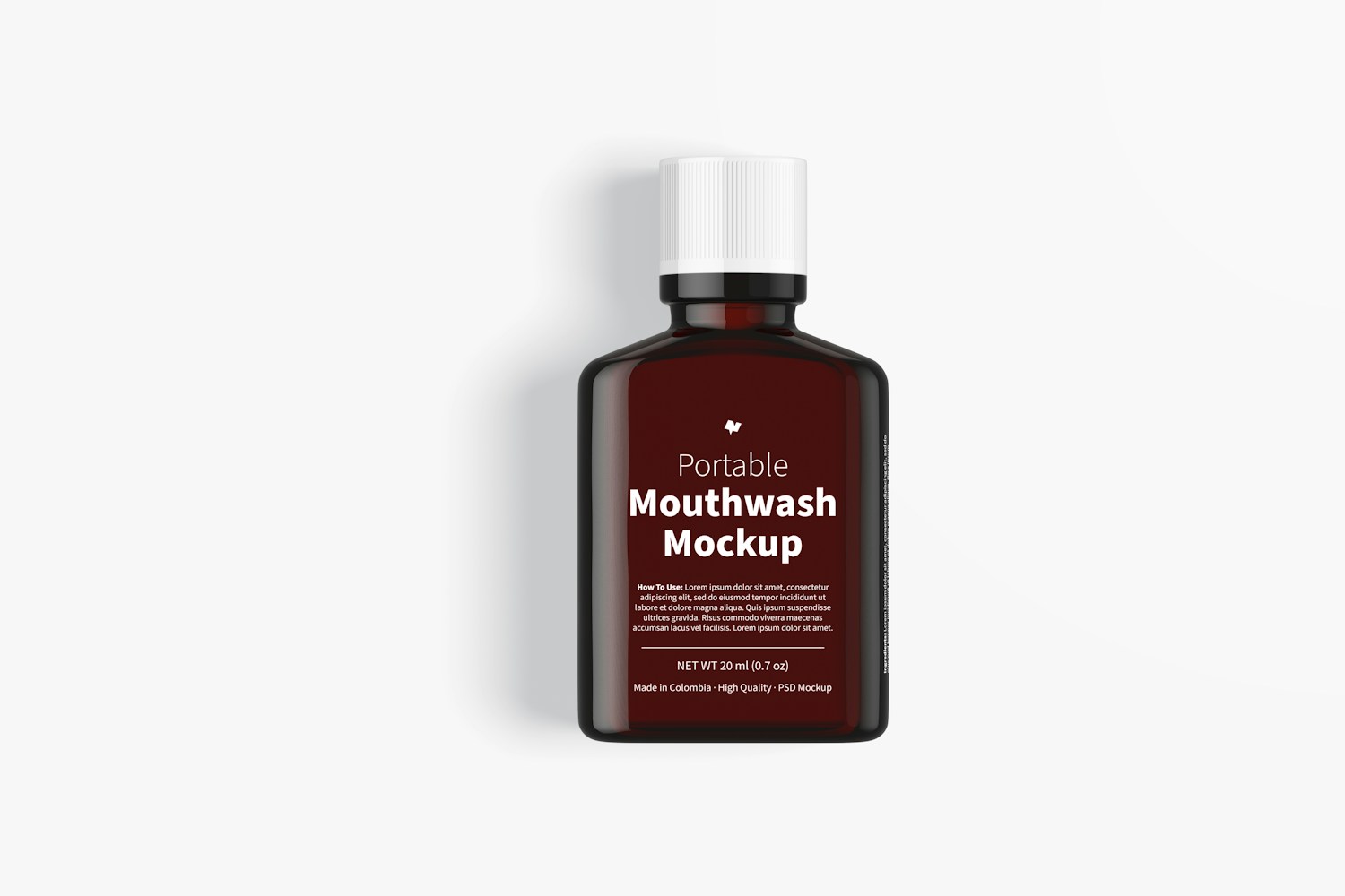 Portable Mouthwash Mockup, Top View Portable Mouthwash Mockup, Top View