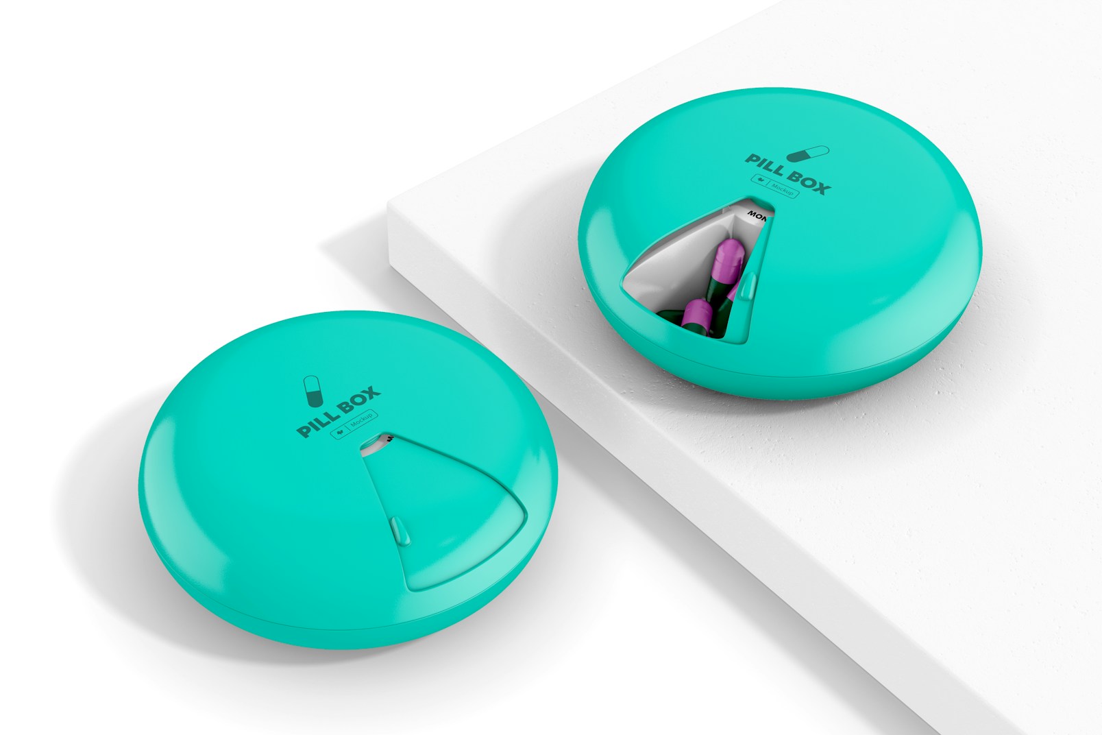 Round Pill Boxes Mockup