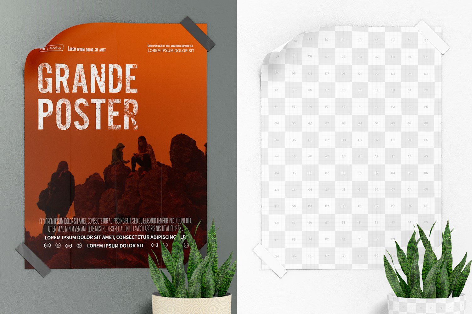 French Grande Poster with Pot Mockup