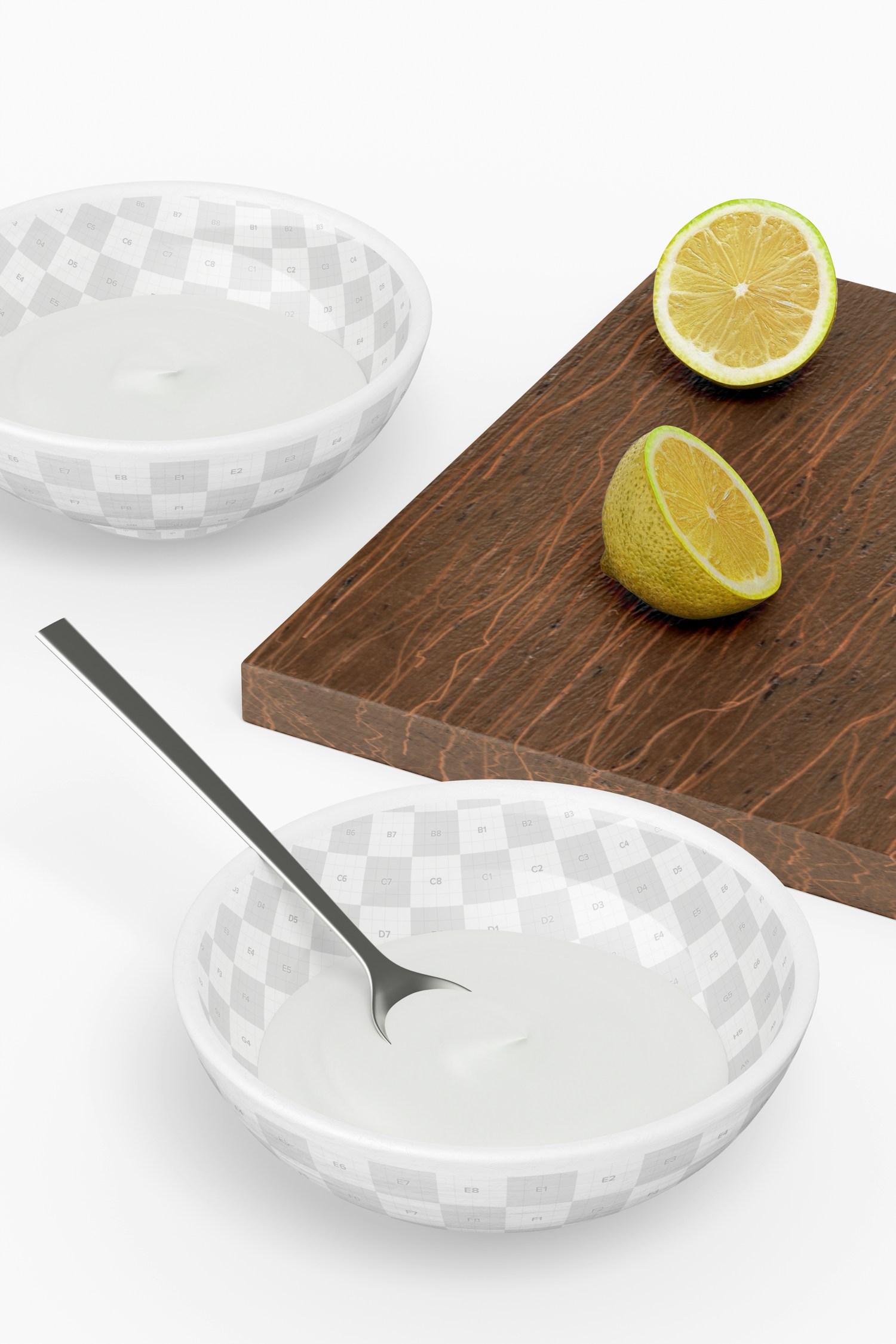 Small Sauce Dishes Mockup, Left View