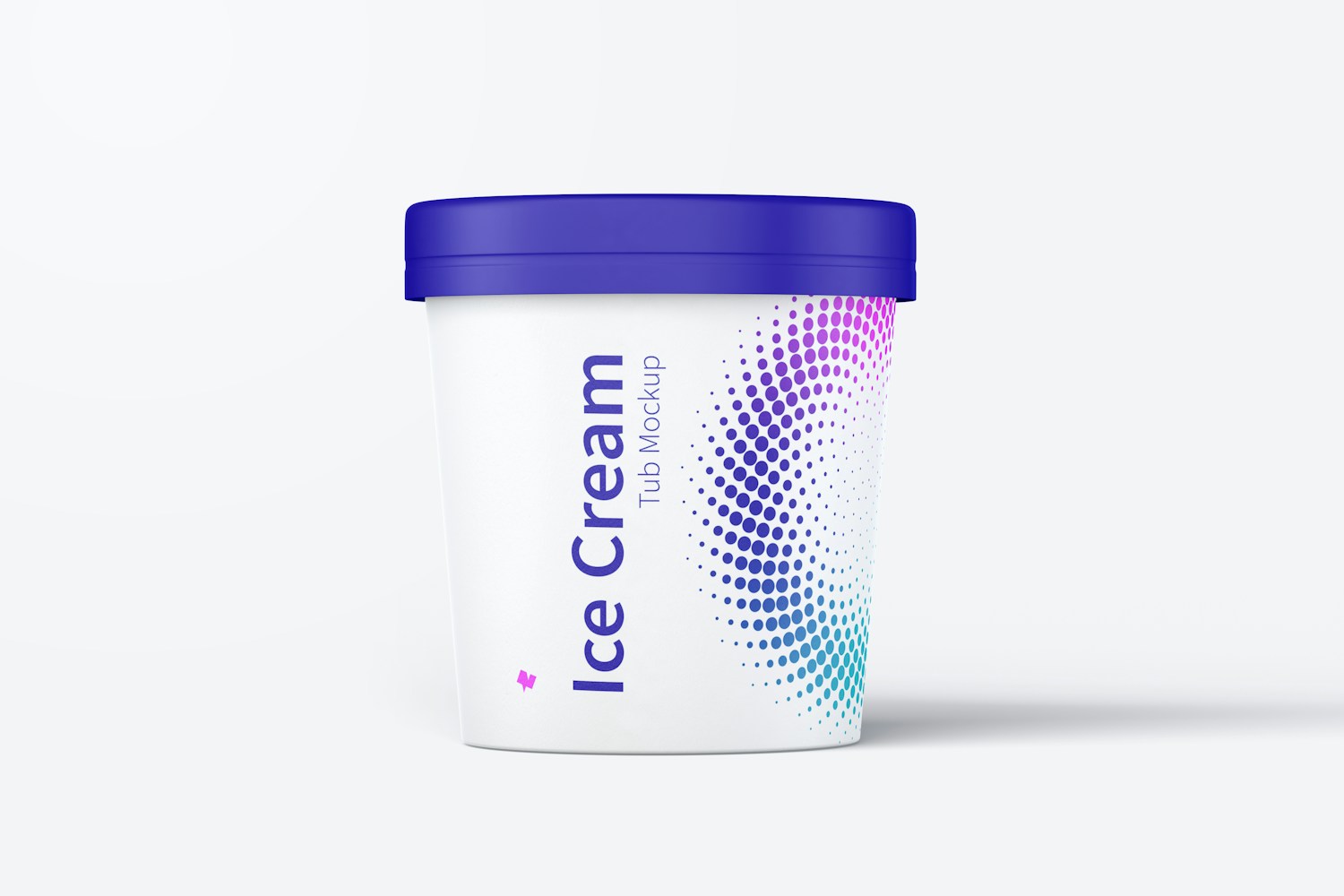 500ml Ice Cream Paper Tub Mockup, Front View