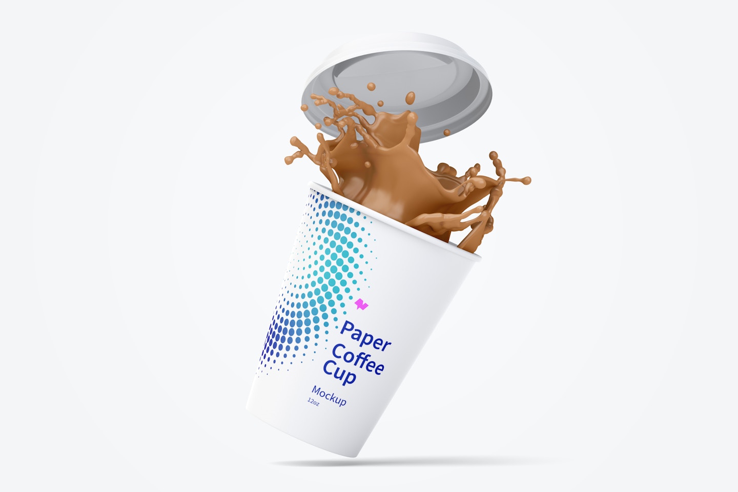 12oz Paper Coffee Cup Mockup with Splash