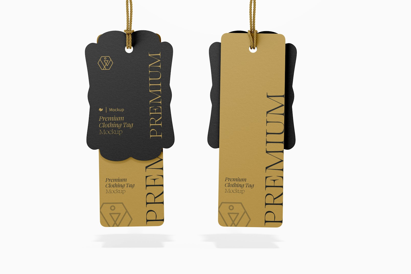 Die Cut Clothing Tags Mockup, Front and Back
