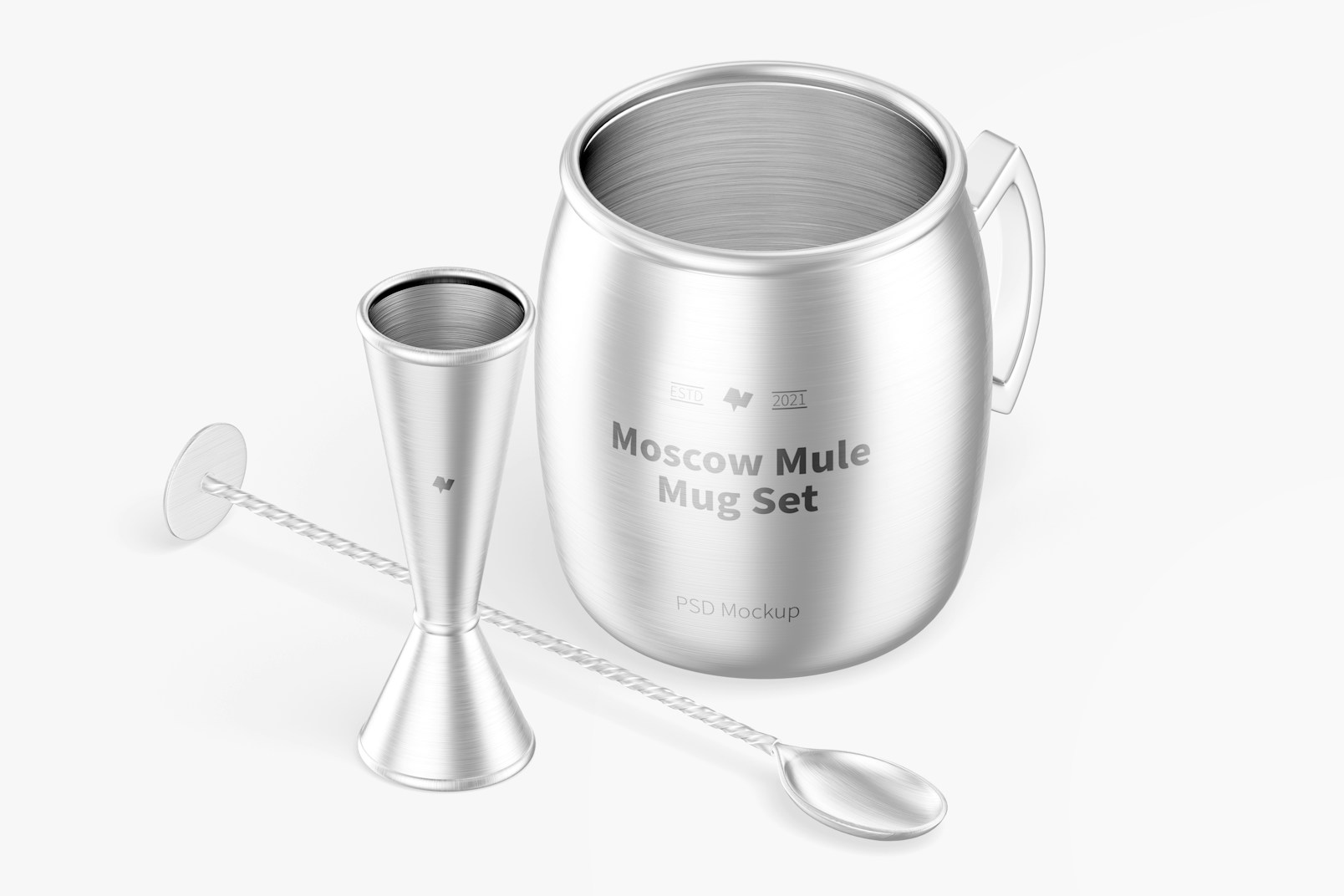 Moscow Mule Mug Set Mockup, Isometric View
