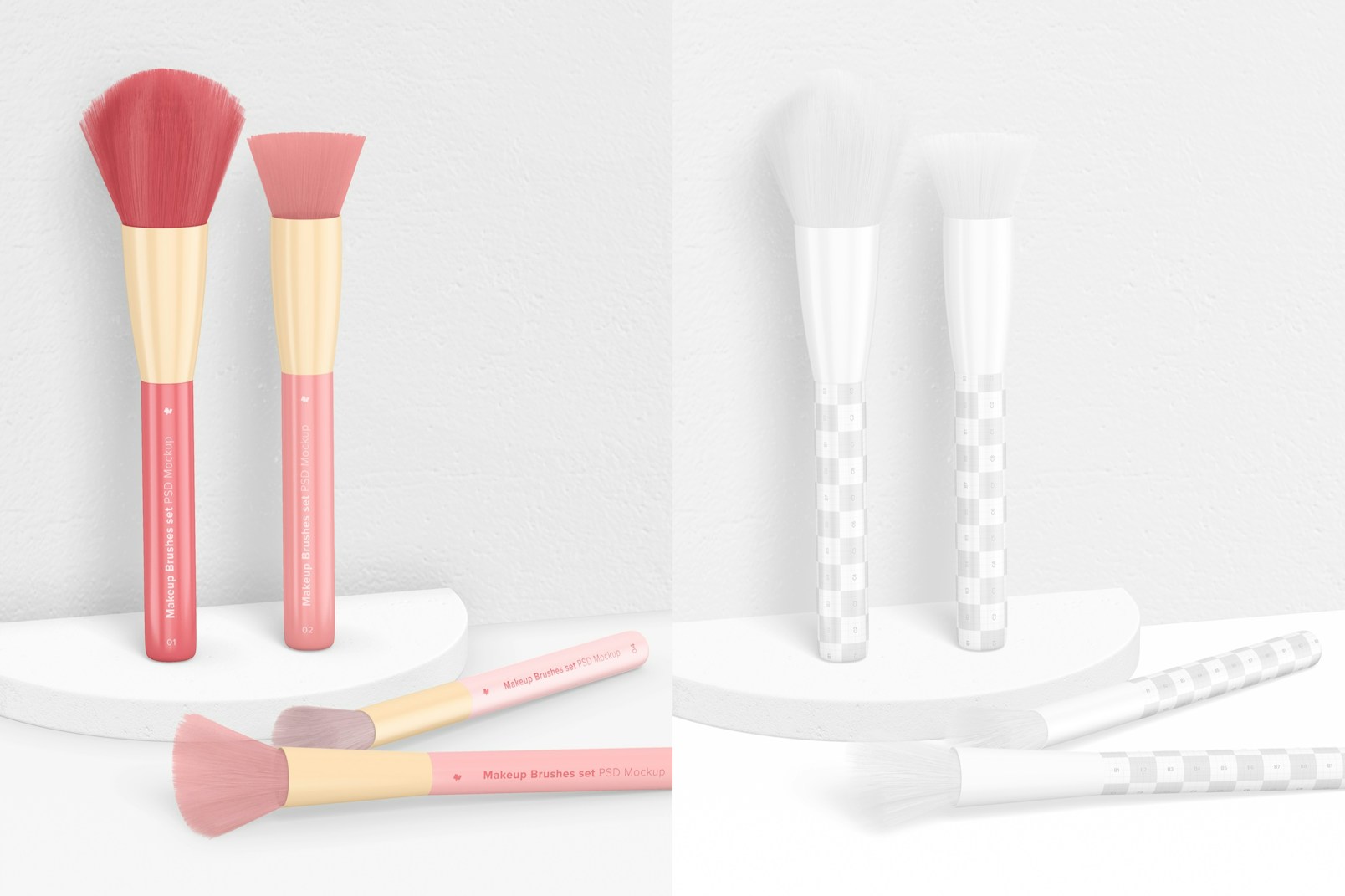 Makeup Brushes Set Mockup, Standing and Dropped