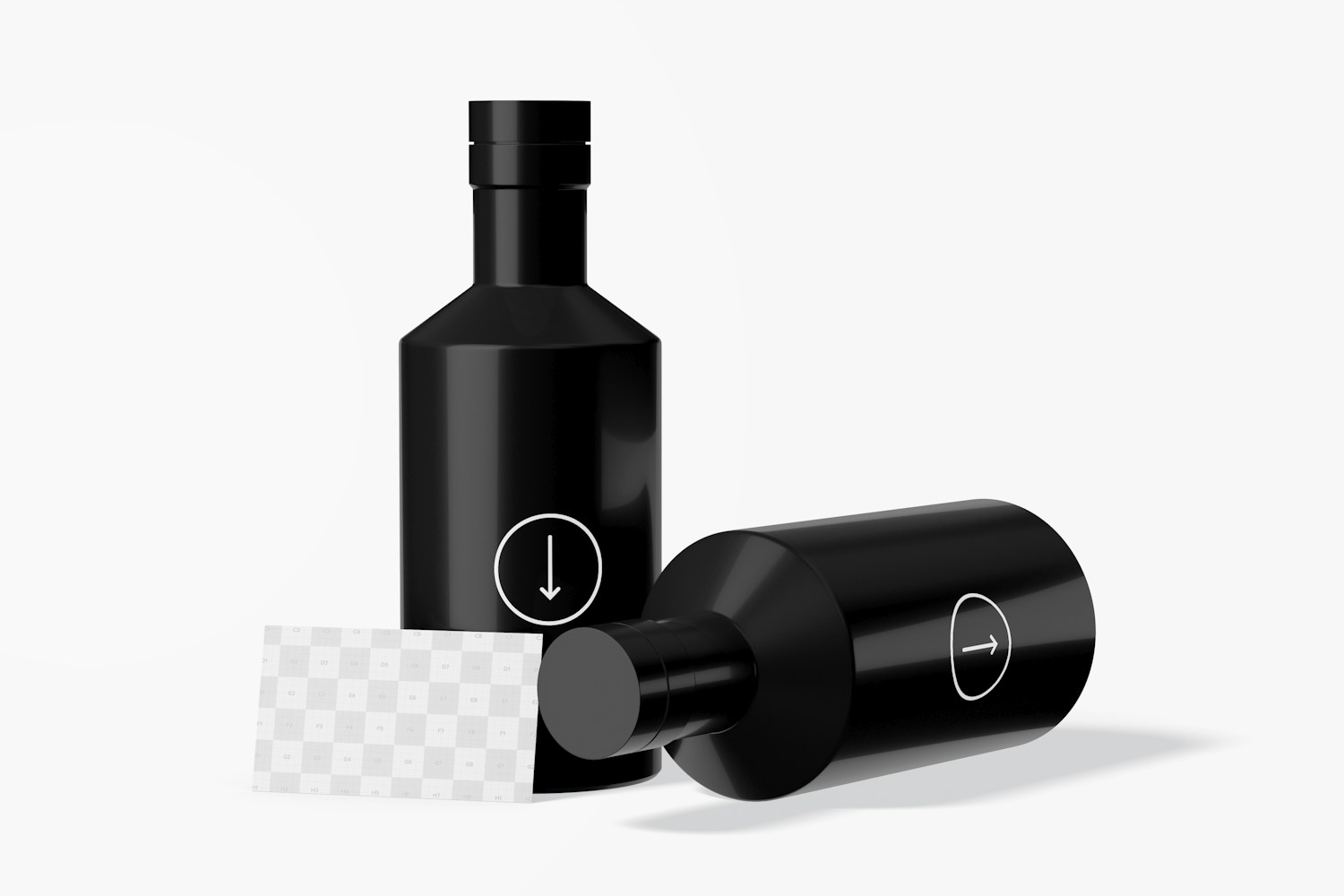 Gin Bottle with Stationary Mockup, Standing and Dropped