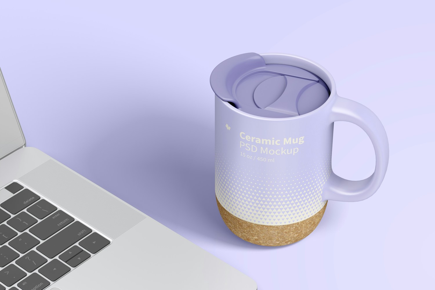 15 oz Ceramic Mug with Lid Mockup, Perspective