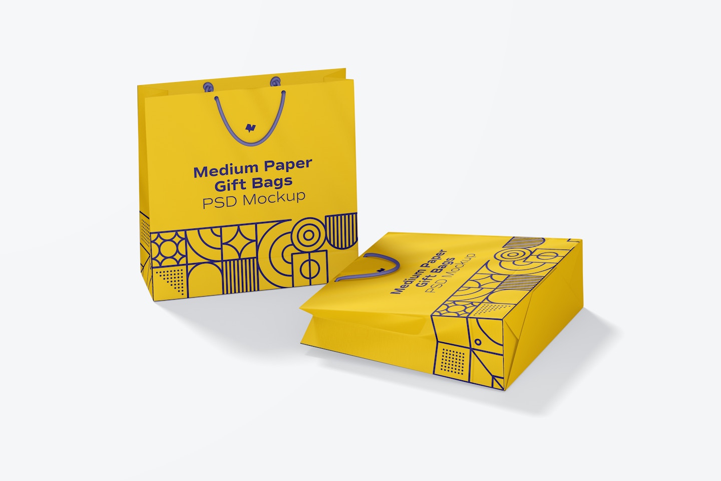 Medium Paper Gift Bag With Rope Handle Mockup, Dropped