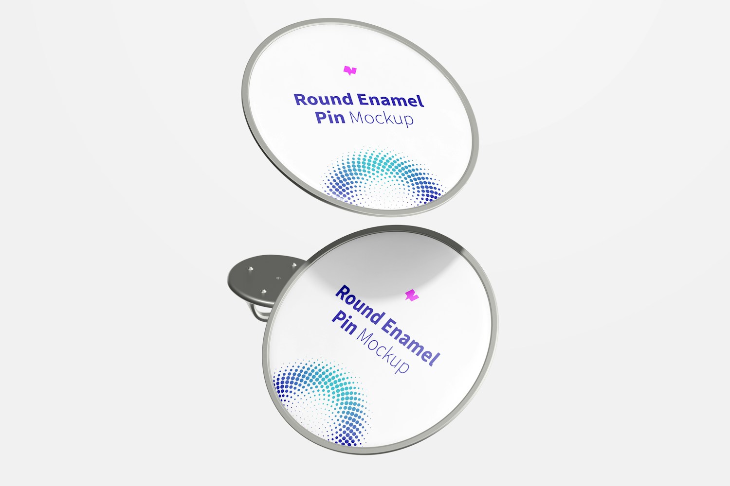 Round Enamel Pin Mockup, Floating Round Enamel Pin Mockup, Floating