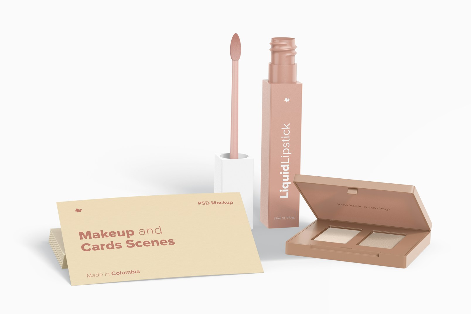 Makeup and Card Scenes Mockup, Front View