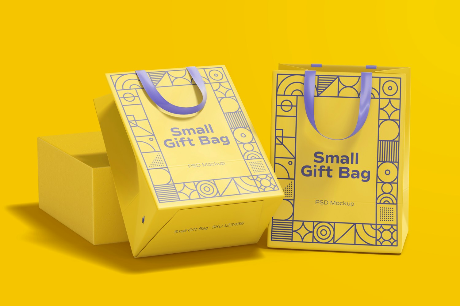 Small Gift Bags with Ribbon Handle Mockup Small Gift Bags with Ribbon Handle Mockup