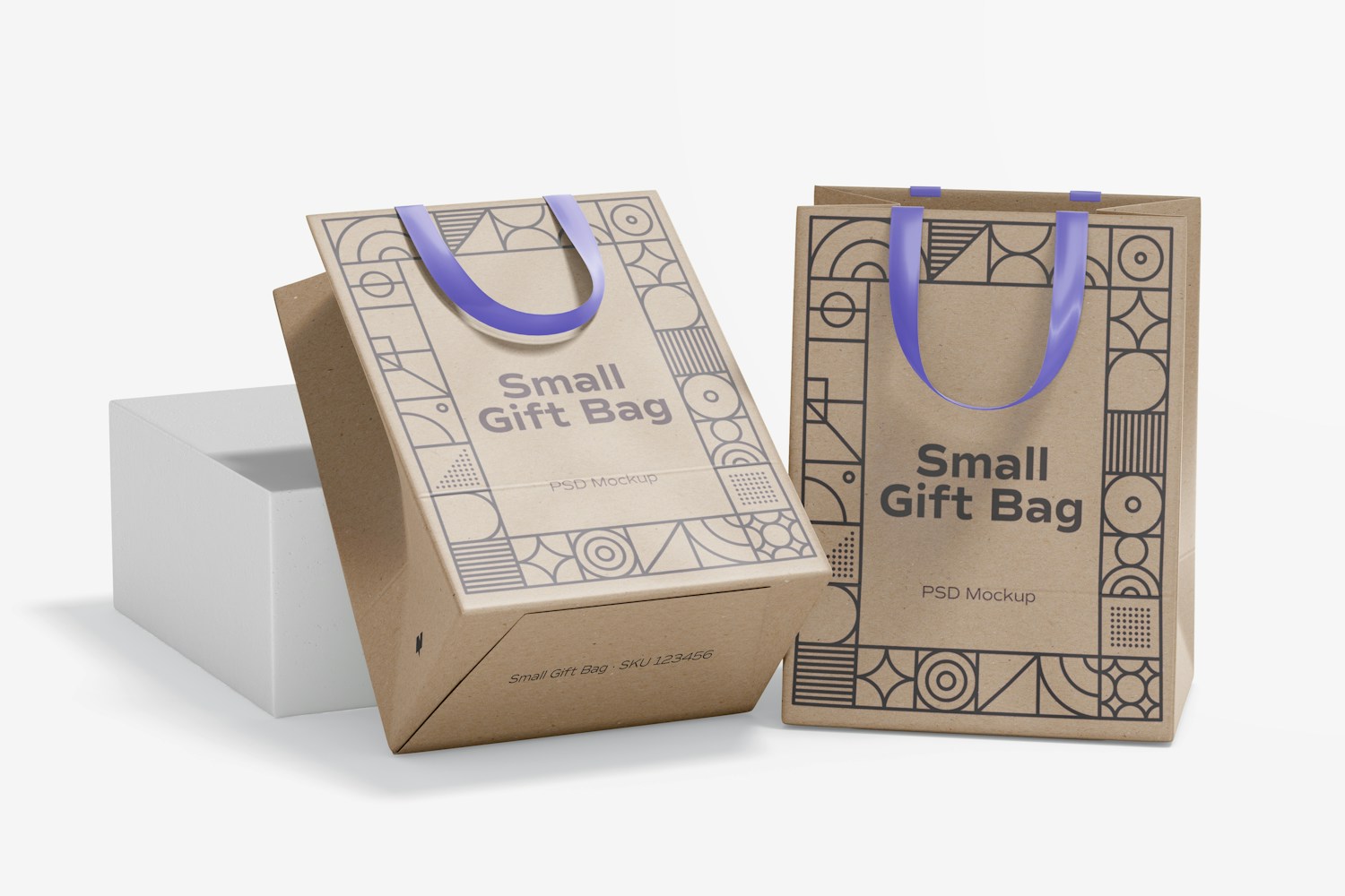 Small Gift Bags with Ribbon Handle Mockup