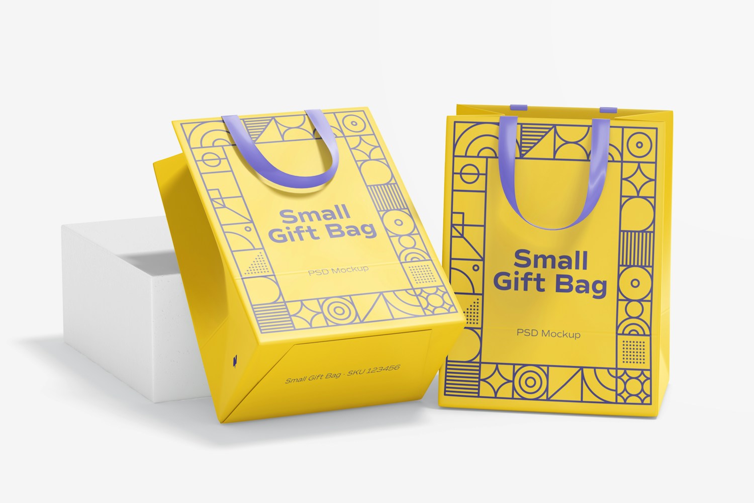 Small Gift Bags with Ribbon Handle Mockup Small Gift Bags with Ribbon Handle Mockup