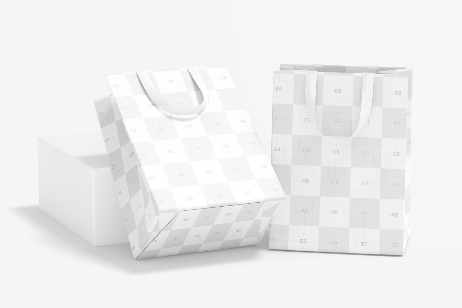 Small Gift Bags with Ribbon Handle Mockup Small Gift Bags with Ribbon Handle Mockup