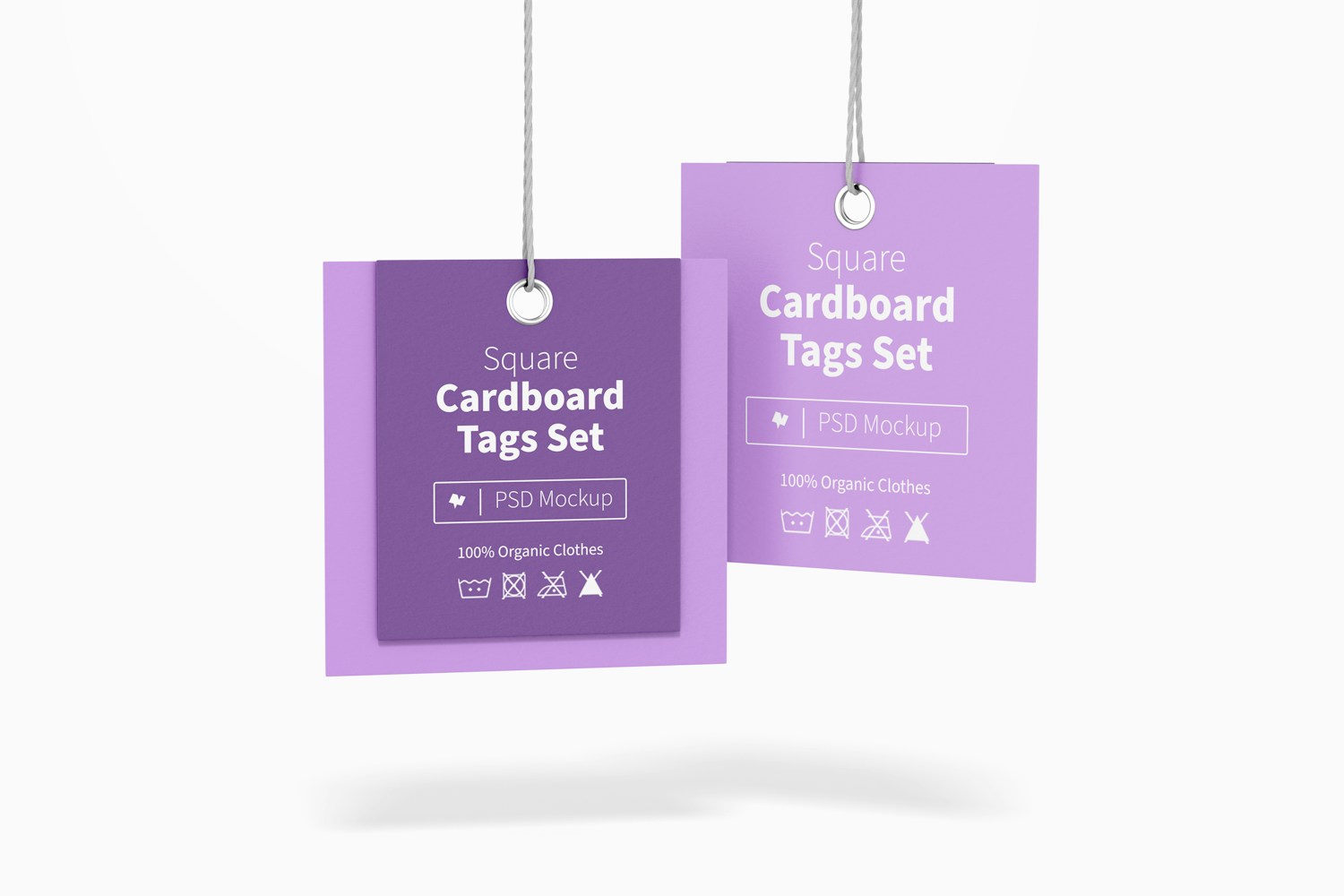 Square Cardboard Tags Set Mockup, Hanging