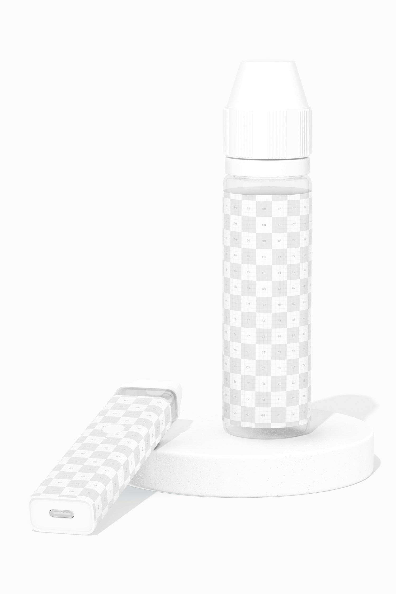 50 ml Bottle for Electronic Vaper Mockup, Front View