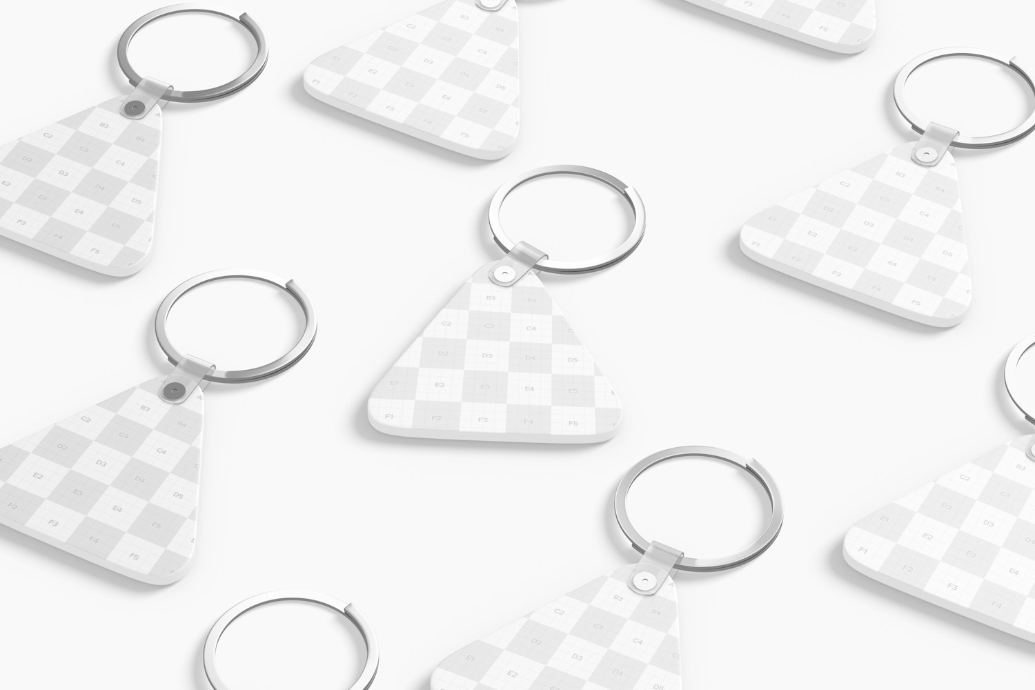 Triangle Shaped Keychains Mockup, Mosaic